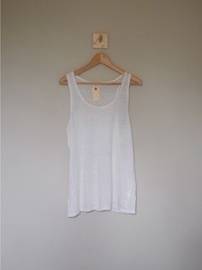CP Shades Alix White Linen Tank Top Large